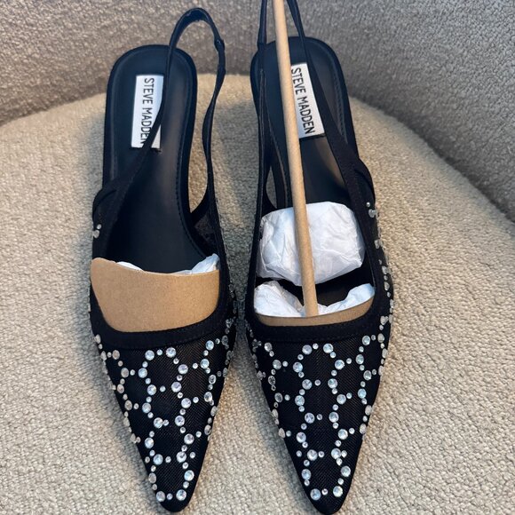 👠 NEVER WORN - Steve Madden Kari Crystal Slingbacks - SIZE 8 - Picture 1 of 4